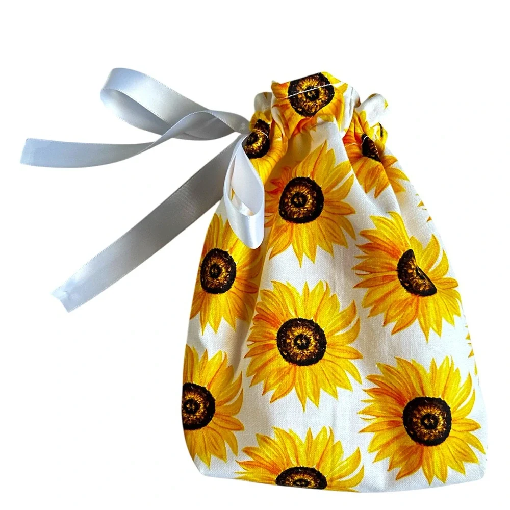 Hand Crafted Colorful Floral Sunflowers Reusable Eco Friendly Fabric Gift Bag